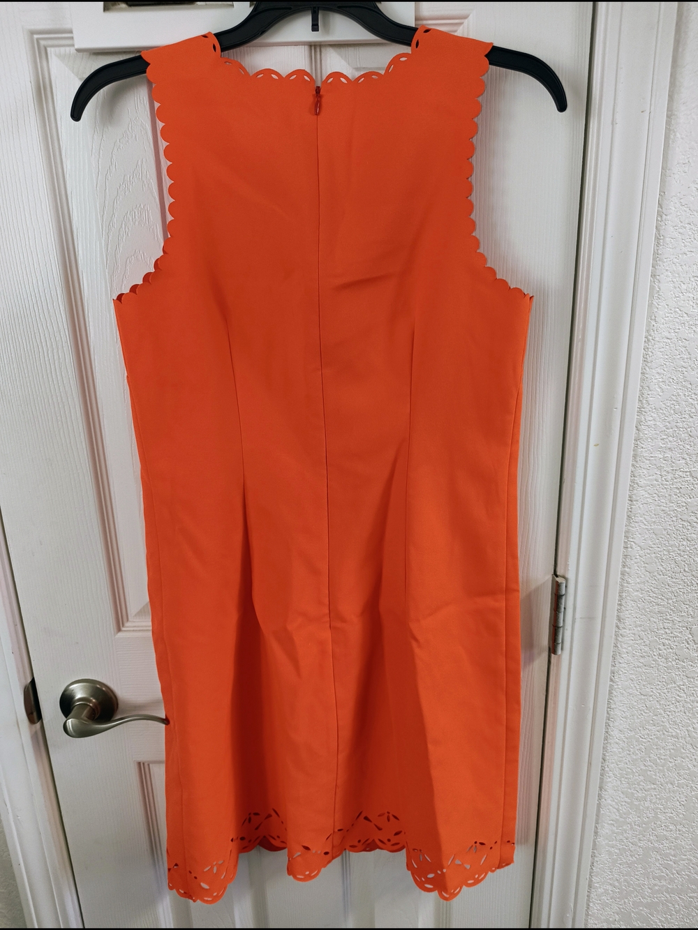 J. Crew Orange Scalloped Laser Cut Shift Dress Size 2 - Picture 4 of 4
